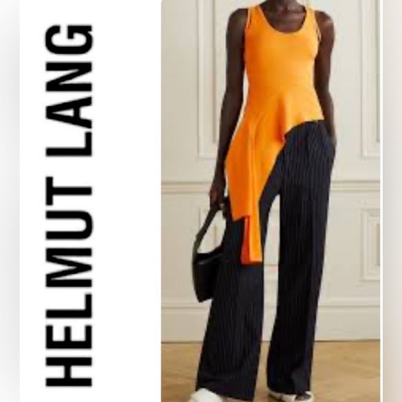 Helmut Lang Orange Asymmetrical Draped Tank top - Picture 1 of 6